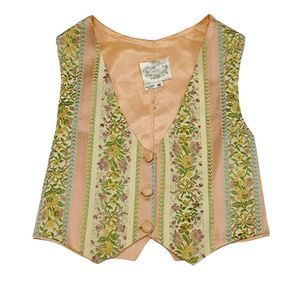 Vintage Yukiko boho embroidered floral vest waistcoat top Sz M